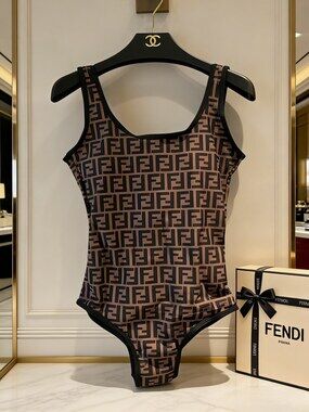 Fendi FF Monogram Square Neck Swimsuit